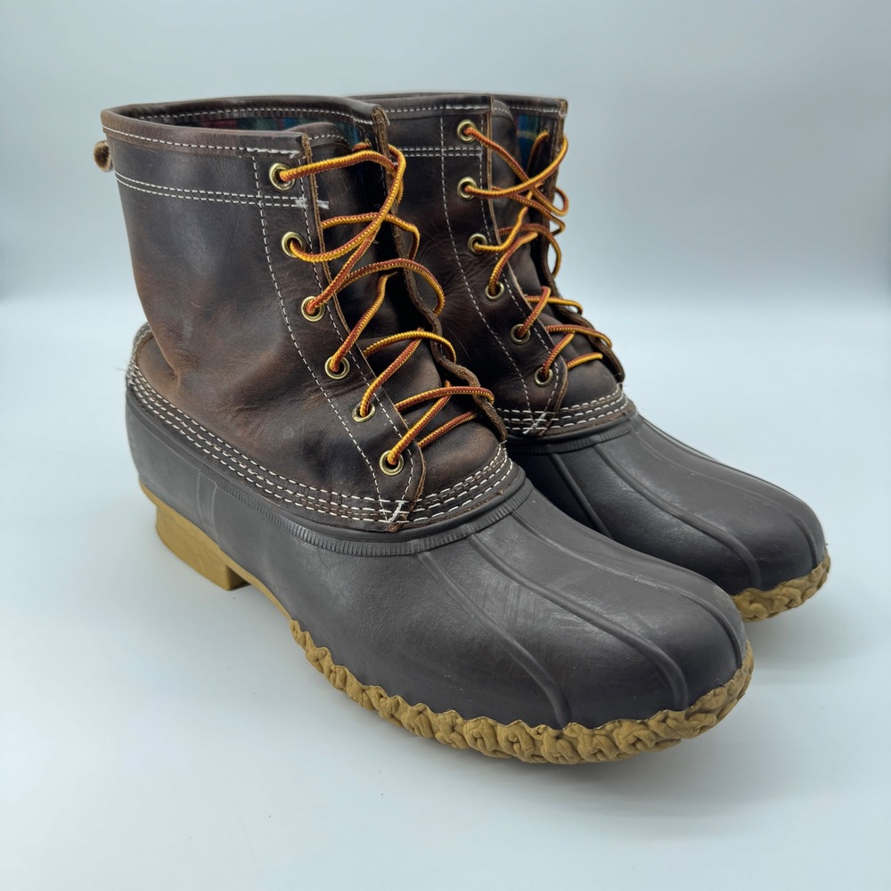 L.L. Bean 8" Duck Boots Mens 12 Brown Excellent Flannel Lined Made in USA 507682
